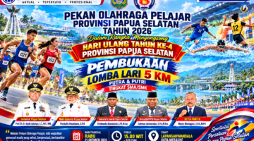 PEKAN OLAHRAGA PELAJAR PAPUA SELATAN 2026 DIGELAR, LOMBA LARI 5 KILOMETER MERIAHKAN HUT KE-4 PROVINSI